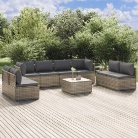 Set de muebles de jardín 9 pzas y cojines ratán sintético gris by , Garden sets - Ref: Foro24-3157382, Price: 832,89 €, Disco...