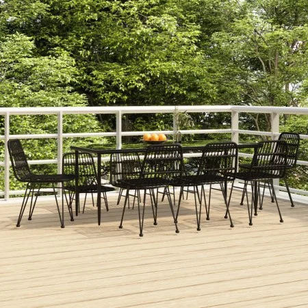 Juego de comedor de jardín 9 piezas ratán sintético negro von , Gartensets - Ref: Foro24-3157886, Preis: 791,36 €, Rabatt: %
