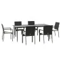Set de comedor de jardín 7 pzas y cojines ratán sintético negro de , Conjuntos de jardín - Ref: Foro24-3185123, Precio: 521,9...