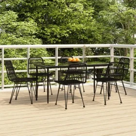 Juego de comedor de jardín 7 piezas ratán sintético negro by , Garden sets - Ref: Foro24-3157884, Price: 554,06 €, Discount: %