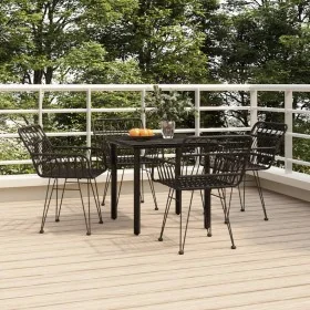 Juego de comedor de jardín 5 piezas ratán sintético negro by , Garden sets - Ref: Foro24-3157867, Price: 344,56 €, Discount: %