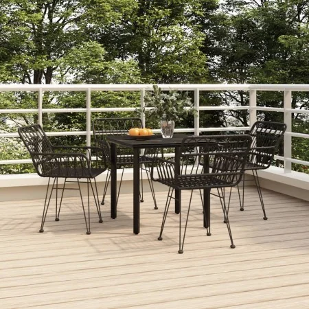 Juego de comedor de jardín 5 piezas ratán sintético negro by , Garden sets - Ref: Foro24-3157867, Price: 344,56 €, Discount: %