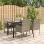 Set comedor jardín 5 pzas y cojines ratán sintético negro gris by , Garden sets - Ref: Foro24-3185163, Price: 340,40 €, Disco...