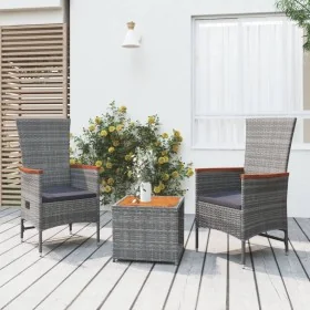 Juego muebles jardín 3 pzas madera acacia ratán sintético gris by , Garden sets - Ref: Foro24-3157653, Price: 317,14 €, Disco...