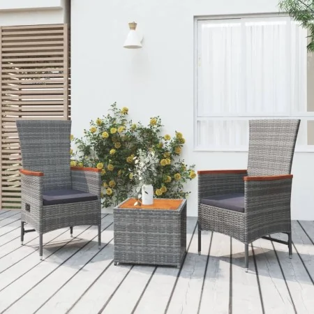 Juego muebles jardín 3 pzas madera acacia ratán sintético gris by , Garden sets - Ref: Foro24-3157653, Price: 324,29 €, Disco...