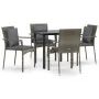 Set comedor jardín 5 pzas y cojines ratán sintético negro gris by , Garden sets - Ref: Foro24-3185114, Price: 362,08 €, Disco...