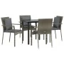 Set comedor jardín 5 pzas y cojines ratán sintético negro gris by , Garden sets - Ref: Foro24-3185114, Price: 362,08 €, Disco...
