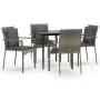 Set comedor jardín 5 pzas y cojines ratán sintético negro gris by , Garden sets - Ref: Foro24-3185102, Price: 386,91 €, Disco...