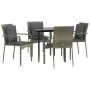 Set comedor jardín 5 pzas y cojines ratán sintético negro gris by , Garden sets - Ref: Foro24-3185102, Price: 386,91 €, Disco...