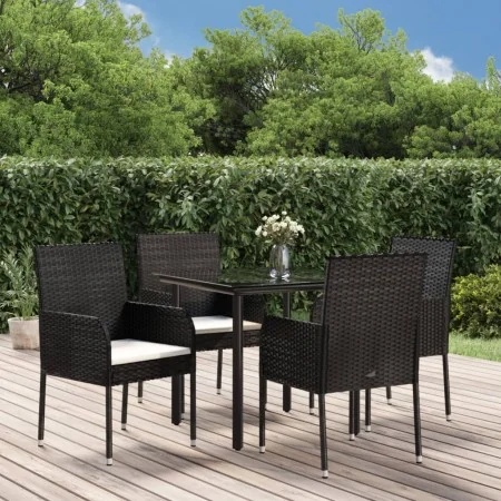 Set de muebles jardín 5 pzas con cojines ratán sintético negro de , Conjuntos de jardín - Ref: Foro24-3185156, Precio: 324,46...