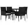 Set de muebles jardín 5 pzas con cojines ratán sintético negro de , Conjuntos de jardín - Ref: Foro24-3185156, Precio: 324,46...