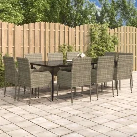 Set comedor jardín 11 pzas y cojines ratán sintético negro gris von , Gartensets - Ref: Foro24-3185154, Preis: 635,89 €, Raba...