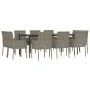 Set comedor jardín 11 pzas y cojines ratán sintético negro gris by , Garden sets - Ref: Foro24-3185154, Price: 635,89 €, Disc...
