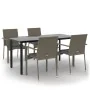 Set comedor jardín 5 pzas y cojines ratán sintético negro gris by , Garden sets - Ref: Foro24-3185140, Price: 379,04 €, Disco...