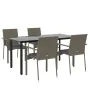 Set comedor jardín 5 pzas y cojines ratán sintético negro gris by , Garden sets - Ref: Foro24-3185140, Price: 379,04 €, Disco...