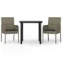 Set comedor jardín 3 pzas y cojines ratán sintético negro gris by , Garden sets - Ref: Foro24-3185161, Price: 175,56 €, Disco...
