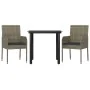 Set comedor jardín 3 pzas y cojines ratán sintético negro gris by , Garden sets - Ref: Foro24-3185161, Price: 175,56 €, Disco...