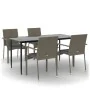 Set comedor jardín 5 pzas y cojines ratán sintético negro gris by , Garden sets - Ref: Foro24-3185128, Price: 381,59 €, Disco...