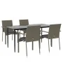 Set comedor jardín 5 pzas y cojines ratán sintético negro gris by , Garden sets - Ref: Foro24-3185128, Price: 381,59 €, Disco...