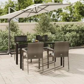 Set comedor jardín 5 pzas y cojines ratán sintético negro gris von , Gartensets - Ref: Foro24-3185116, Preis: 422,42 €, Rabat...