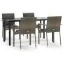 Set comedor jardín 5 pzas y cojines ratán sintético negro gris von , Gartensets - Ref: Foro24-3185116, Preis: 416,72 €, Rabat...