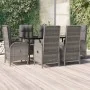 Set comedor jardín 7 pzas y cojines ratán sintético negro gris by , Garden sets - Ref: Foro24-3185182, Price: 1,00 €, Discoun...