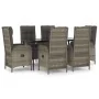 Set comedor jardín 7 pzas y cojines ratán sintético negro gris by , Garden sets - Ref: Foro24-3185182, Price: 1,00 €, Discoun...