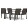 Juego comedor jardín 5 piezas y cojines ratán sintético y acero de , Conjuntos de jardín - Ref: Foro24-3186957, Precio: 311,6...