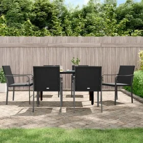 Juego comedor jardín 7 piezas y cojines ratán sintético y acero by , Garden sets - Ref: Foro24-3186960, Price: 428,21 €, Disc...