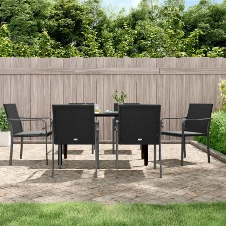 Juego comedor jardín 7 piezas y cojines ratán sintético y acero by , Garden sets - Ref: Foro24-3186960, Price: 428,21 €, Disc...