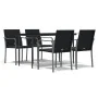 Juego comedor jardín 5 piezas y cojines ratán sintético y acero by , Garden sets - Ref: Foro24-3186943, Price: 325,03 €, Disc...
