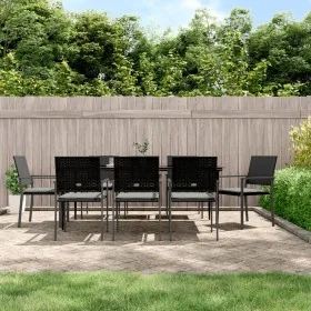 Juego comedor jardín 9 piezas y cojines ratán sintético y acero von , Gartensets - Ref: Foro24-3187014, Preis: 546,21 €, Raba...