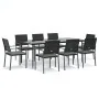 Juego comedor jardín 9 piezas y cojines ratán sintético y acero by , Garden sets - Ref: Foro24-3187014, Price: 546,21 €, Disc...