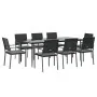 Juego comedor jardín 9 piezas y cojines ratán sintético y acero by , Garden sets - Ref: Foro24-3187014, Price: 546,21 €, Disc...