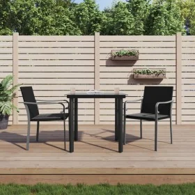 Juego comedor jardín 3 piezas y cojines ratán sintético y acero by , Garden sets - Ref: Foro24-3186955, Price: 193,29 €, Disc...