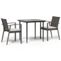 Juego comedor jardín 3 piezas y cojines ratán sintético y acero de , Conjuntos de jardín - Ref: Foro24-3186969, Precio: 244,5...