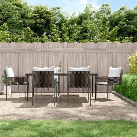 Juego comedor jardín 7 piezas y cojines ratán sintético y acero by , Garden sets - Ref: Foro24-3187061, Price: 637,09 €, Disc...