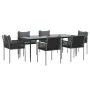 Juego comedor jardín 7 piezas y cojines ratán sintético y acero de , Conjuntos de jardín - Ref: Foro24-3187063, Precio: 663,0...
