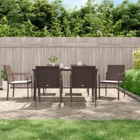 Juego comedor jardín 7 piezas y cojines ratán sintético y acero by , Garden sets - Ref: Foro24-3186962, Price: 412,49 €, Disc...