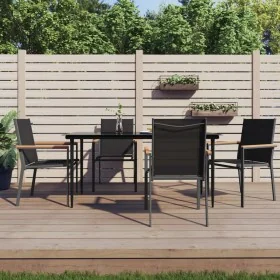 Juego de comedor para jardín 5 piezas acero y textilene negro von , Gartensets - Ref: Foro24-3187037, Preis: 360,20 €, Rabatt: %