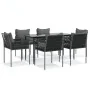 Juego comedor jardín 7 piezas y cojines ratán sintético y acero de , Conjuntos de jardín - Ref: Foro24-3187056, Precio: 604,7...