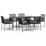 Set comedor jardín 7 pzas y cojines acero ratán sintético negro de , Conjuntos de jardín - Ref: Foro24-3187068, Precio: 555,2...