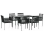 Set comedor jardín 7 pzas y cojines acero ratán sintético negro de , Conjuntos de jardín - Ref: Foro24-3187068, Precio: 555,2...