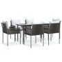 Juego comedor jardín 7 piezas y cojines ratán sintético y acero von , Gartensets - Ref: Foro24-3187054, Preis: 556,49 €, Raba...