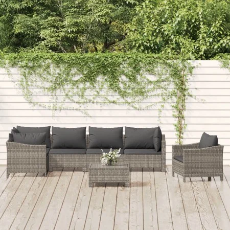 Set de muebles de jardín 7 pzas y cojines ratán sintético gris by , Garden sets - Ref: Foro24-3187283, Price: 589,11 €, Disco...