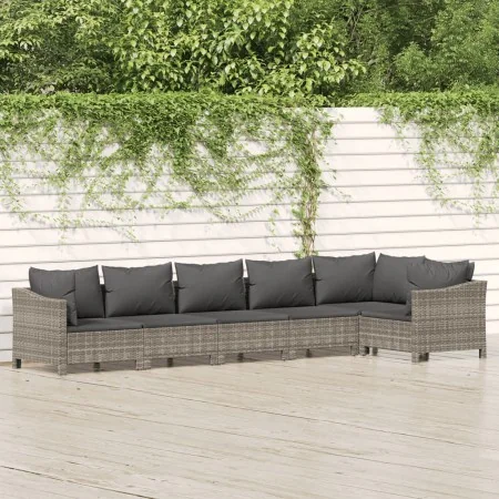 Set de muebles de jardín 6 pzas y cojines ratán sintético gris by , Garden sets - Ref: Foro24-3187276, Price: 456,96 €, Disco...