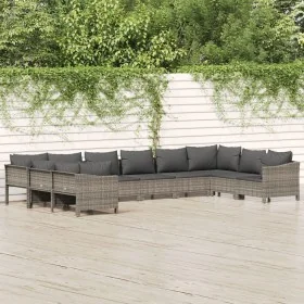 Set de muebles de jardín 10 pzas y cojines ratán