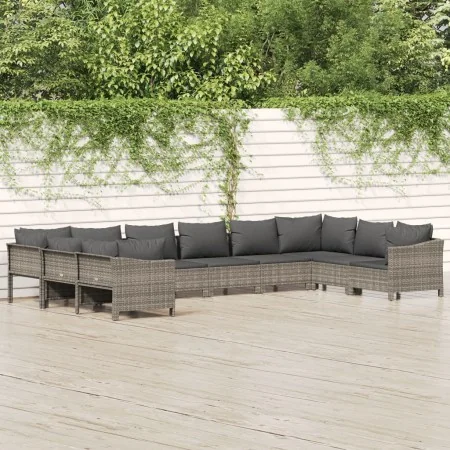 Set de muebles de jardín 10 pzas y cojines ratán sintético gris by , Garden sets - Ref: Foro24-3187306, Price: 693,02 €, Disc...