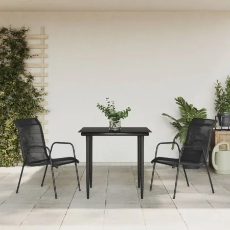 Juego de comedor para jardín 3 piezas acero y textilene negro von , Gartensets - Ref: Foro24-3200682, Preis: 190,41 €, Rabatt: %