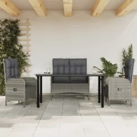 Juego de comedor de jardín 4 piezas con cojines ratán PE gris von , Gartensets - Ref: Foro24-3203507, Preis: 582,88 €, Rabatt: %